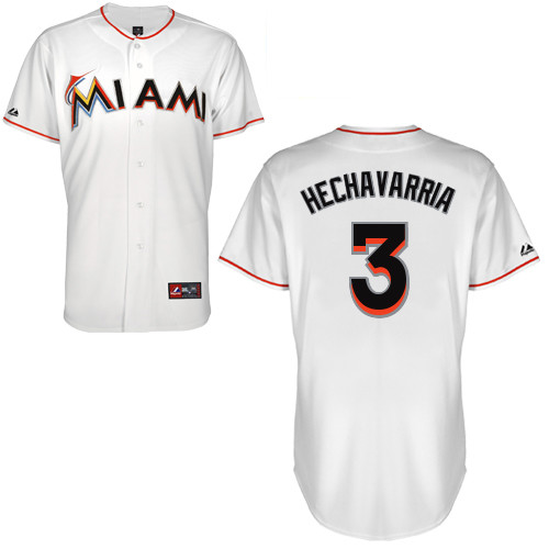 Adeiny Hechavarria #3 Youth Baseball Jersey-Miami Marlins Authentic Home White Cool Base MLB Jersey